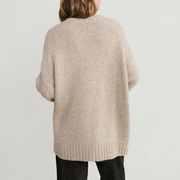 Jenni Kayne Baby Alpaca Cocoon Crewneck Oatmeal Tan Sweater 2X NEW Tan Oversized - Picture 8 of 8